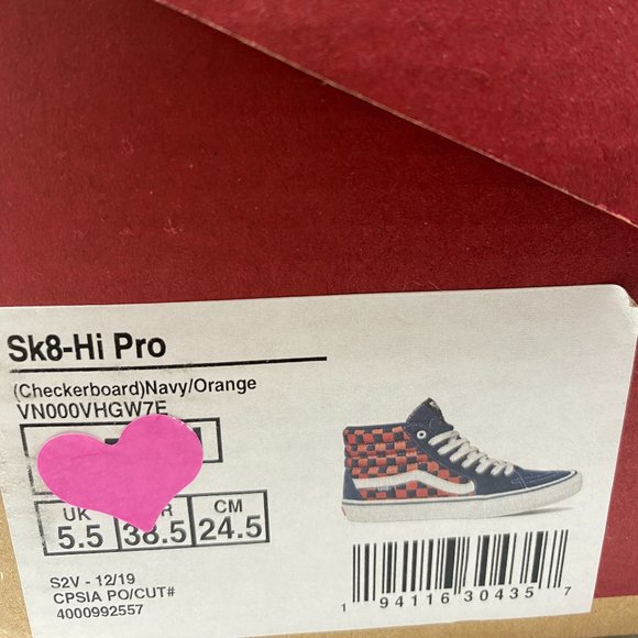 VANS Sk8-Hi Pro Checkerboard Navy Red Men's Size - Picture 9 of 9